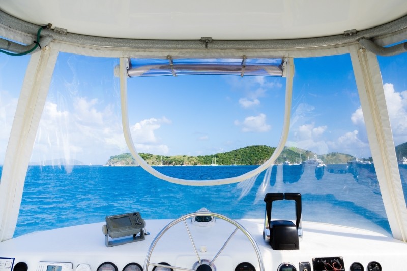 Image of Boat Interior Steering Boating Wheel Blue HQ